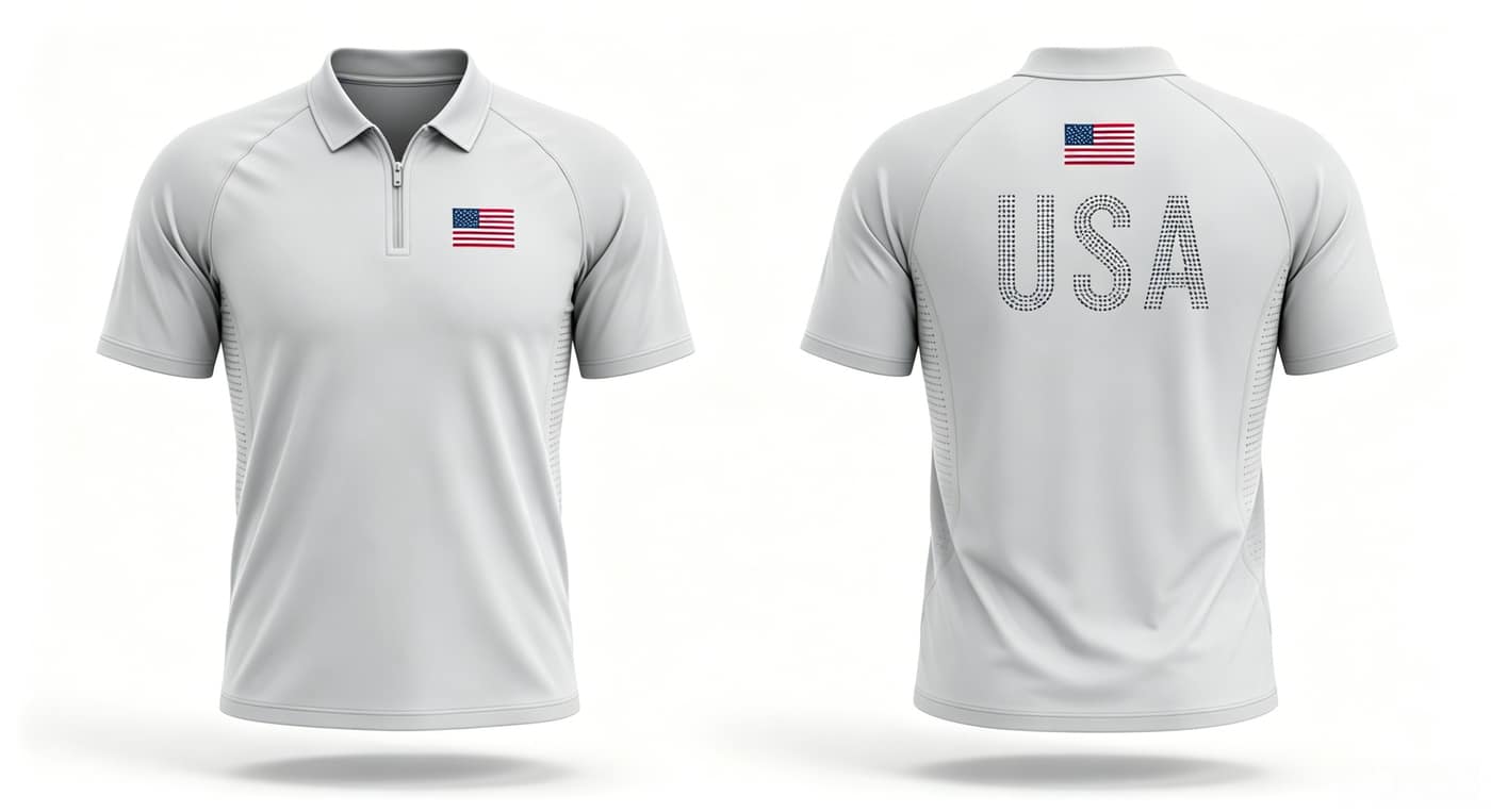 Finished apparel with USA flag detail